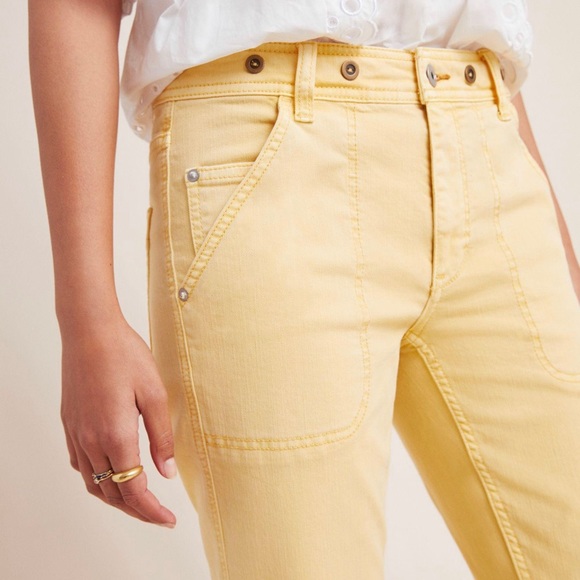 ANTHROPOLOGIE SLIM BOYFRIEND YELLOW JEANS NWOT - Picture 2 of 3